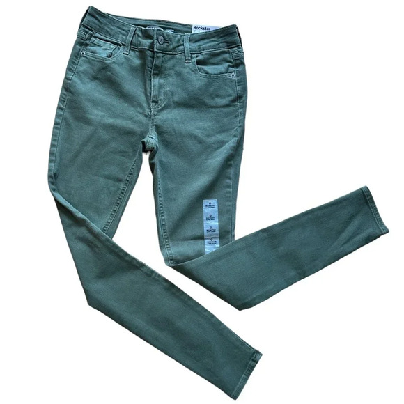 NWT OLD NAVY Rockstar Super Skinny Olive Green Jeans Pants - Size 0 - Picture 1 of 8